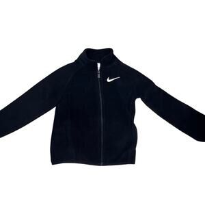 Nike Kids Fleece Jacket Size 6 (110-116 cm) Black‎ Zip Front Logo